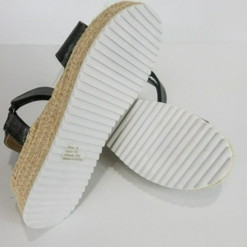 Olivia Miller Together Forever Espadrille Platform Sandals Black -6 - Picture 4 of 4